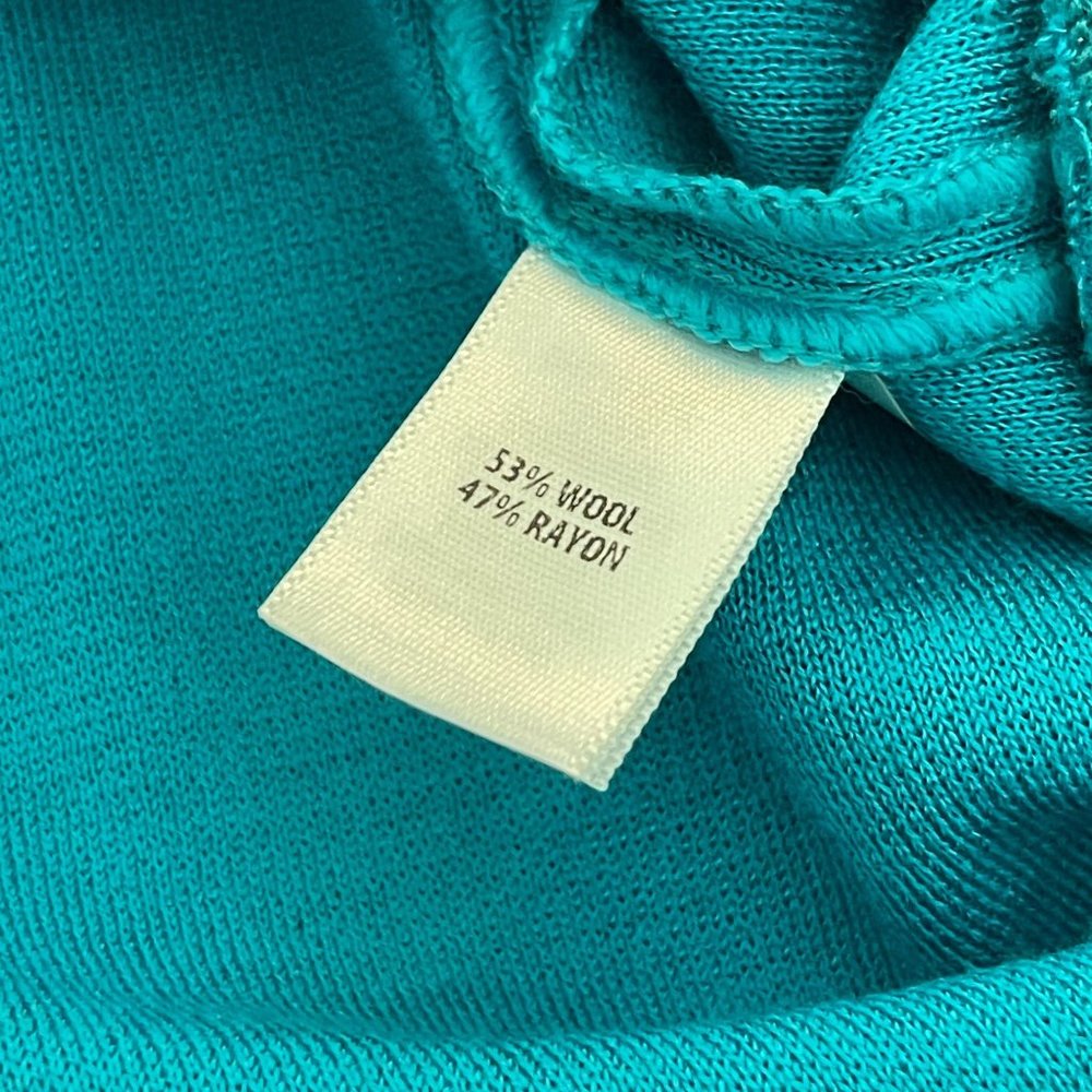 St. John Teal Knitted Top Wool Blend Button Detail, Size S - Picture 5 of 7